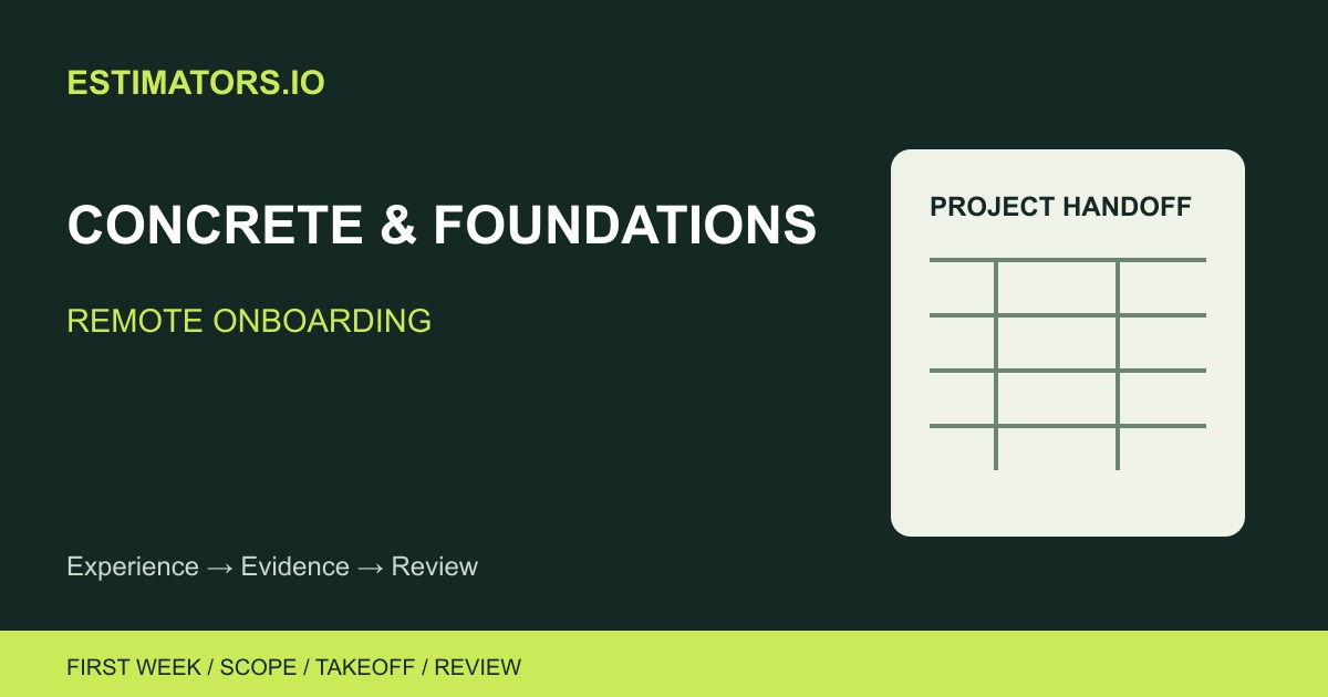 Original Estimators.io illustration of a project brief, quantity worksheet and review workflow