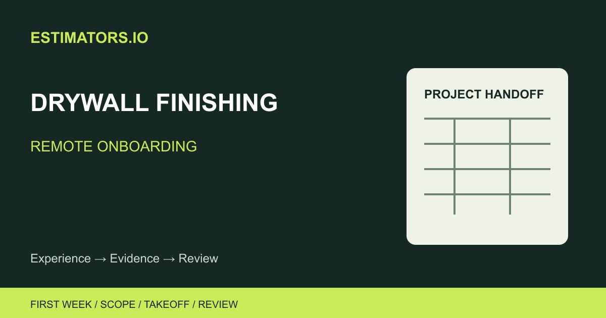 Original Estimators.io illustration of a project brief, quantity worksheet and review workflow