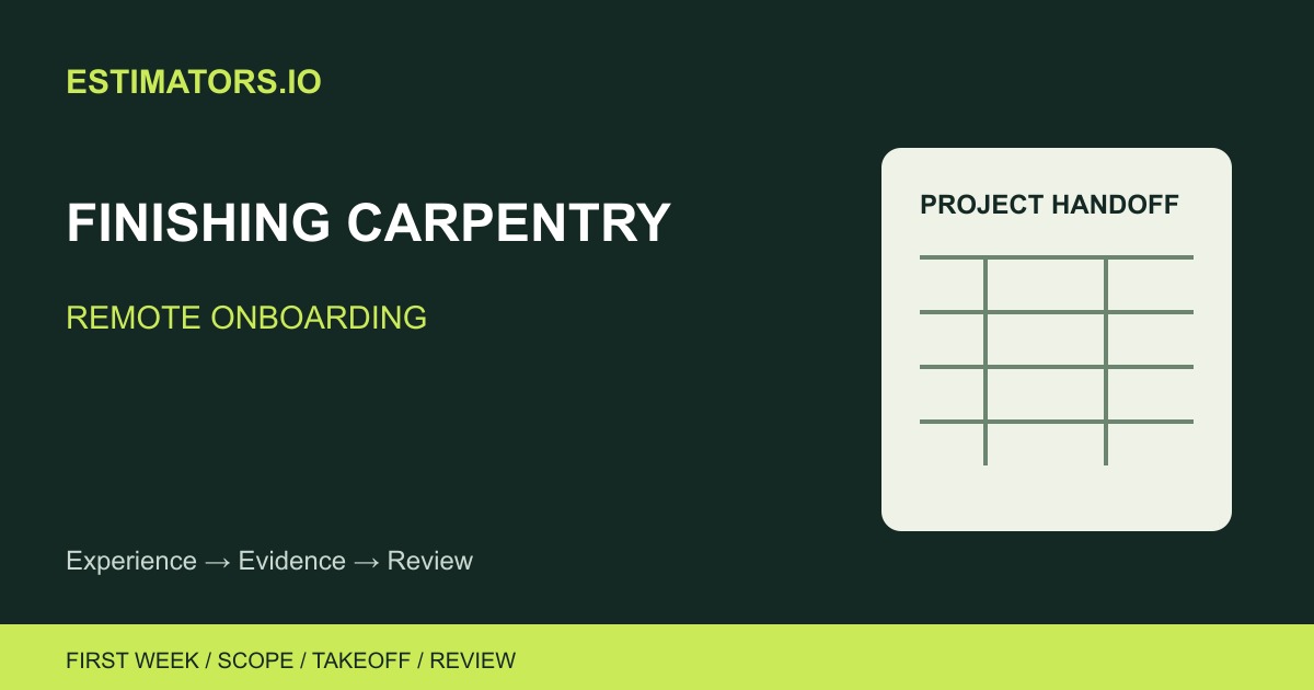 Original Estimators.io illustration of a project brief, quantity worksheet and review workflow