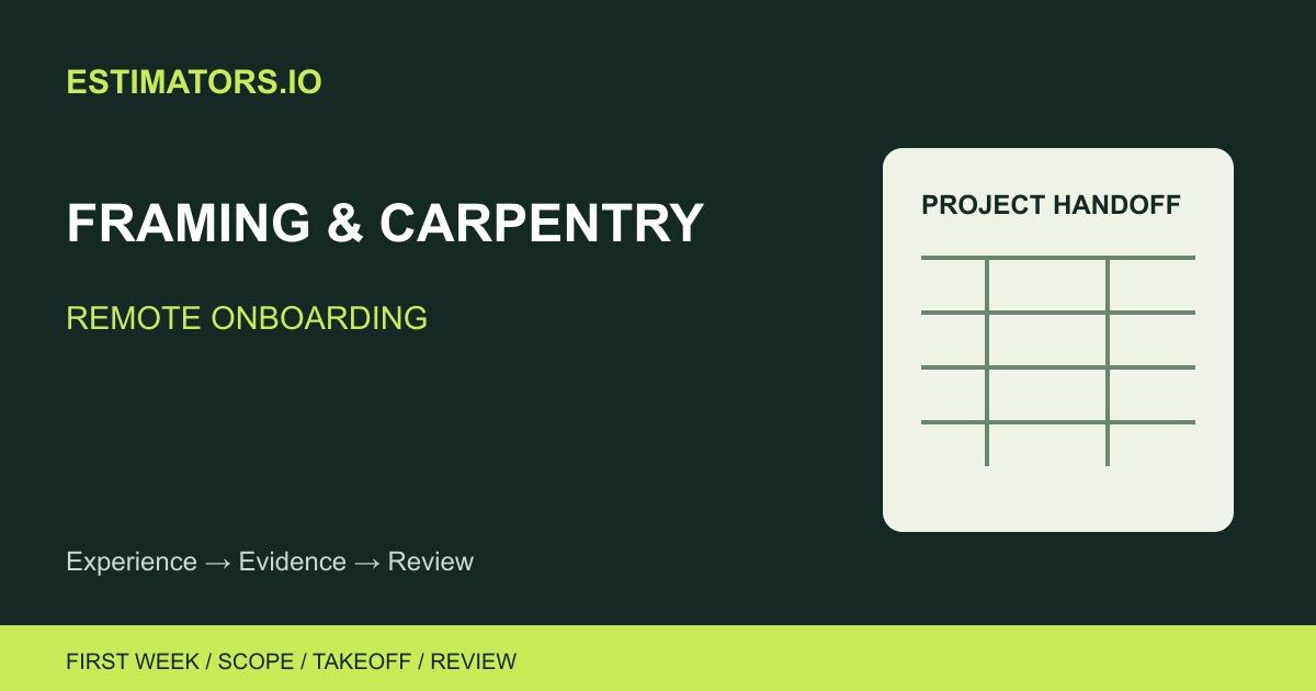 Original Estimators.io illustration of a project brief, quantity worksheet and review workflow