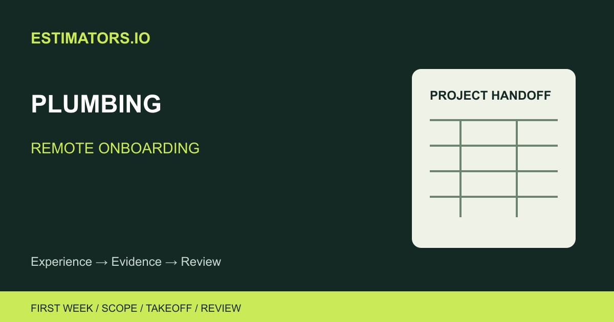 Original Estimators.io illustration of a project brief, quantity worksheet and review workflow