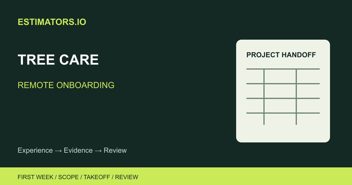 Original Estimators.io illustration of a project brief, quantity worksheet and review workflow
